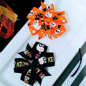Halloween Hair Bows Clips Ghost Skull and Black Cat